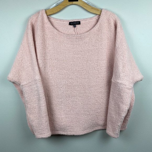 Eloquii Sweater 18/20 Pink Off Shoulder Plush Fleece Soft Cozy‎ Comfy Womens - Picture 1 of 10